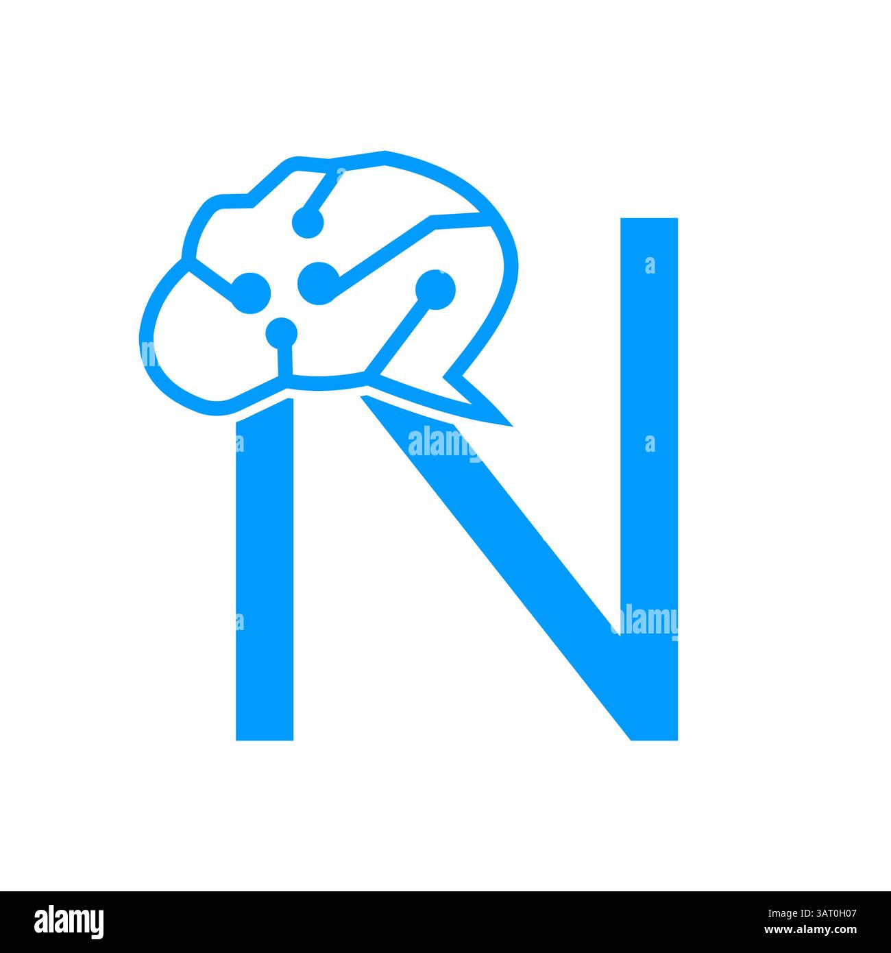 Letter N Brain Logo Design Vector Template Stock Vector