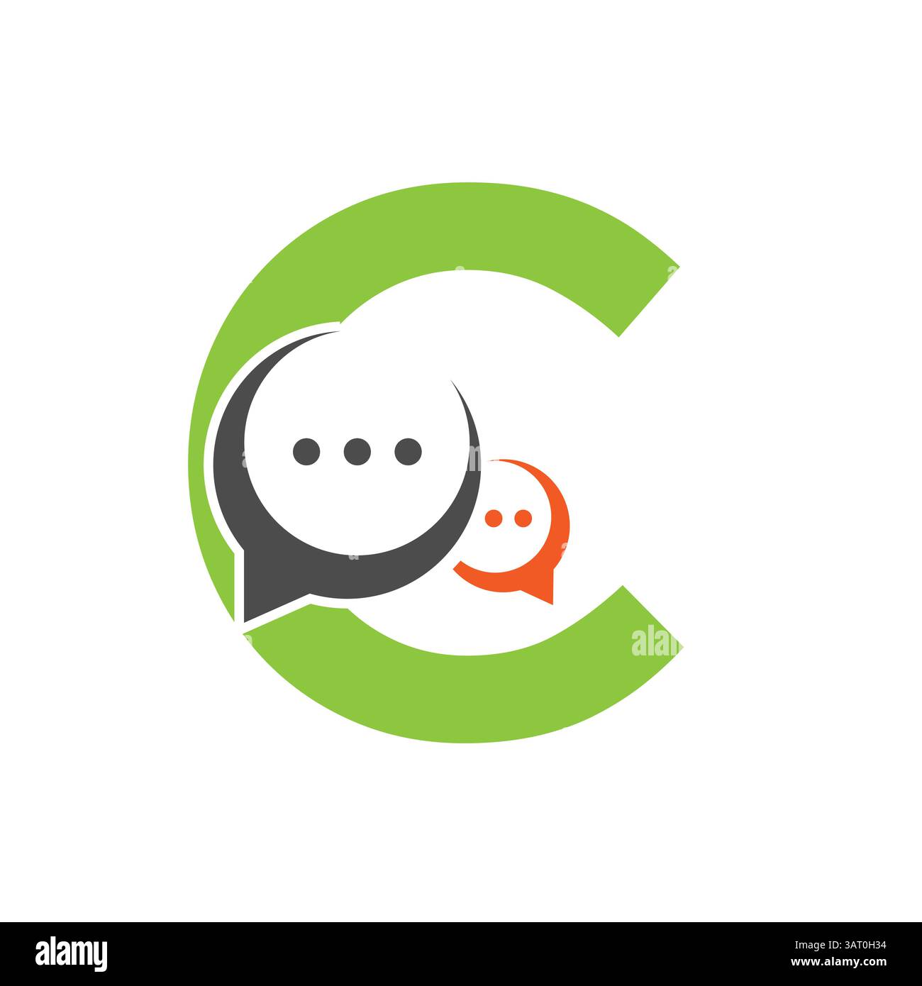 Initial Communication Logo On Letter C With Chat Symbol Stock Vector