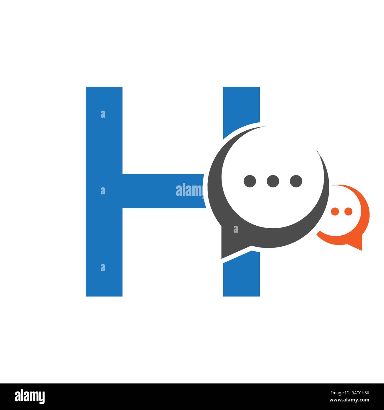 Initial Communication Logo On Letter H With Chat Symbol Stock Vector