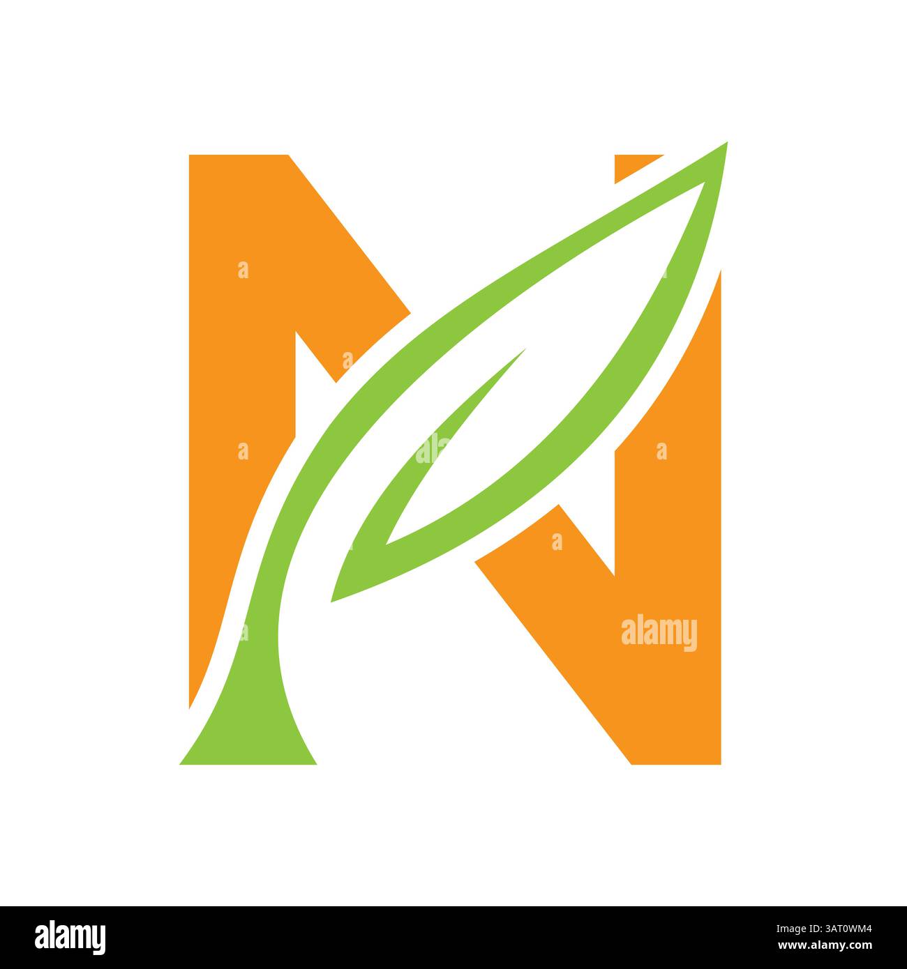 Initial Letter N Leaf Logo Design. Ecology Symbol Vector Template Stock Vector