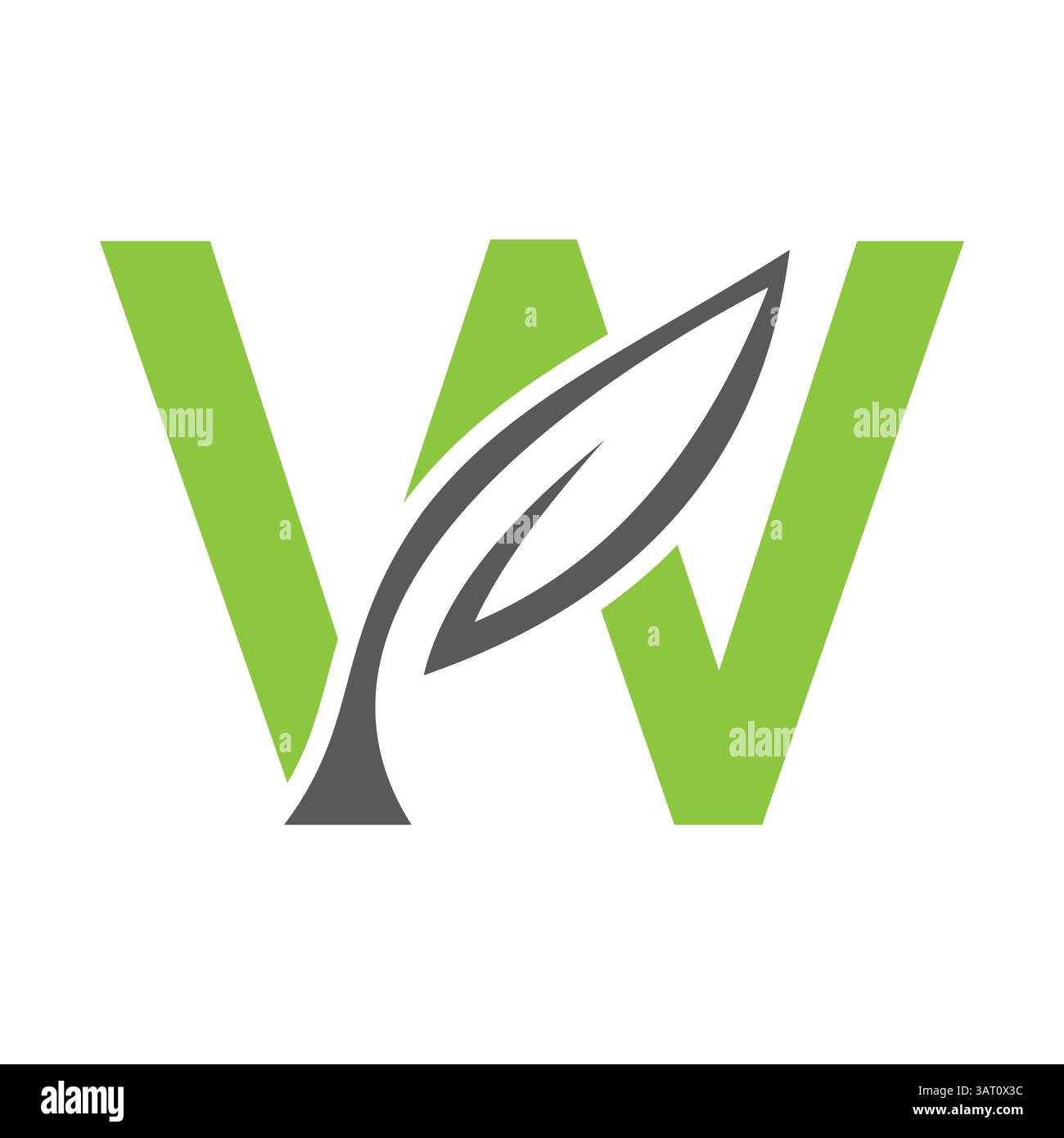 Initial Letter W Leaf Logo Design. Ecology Symbol Vector Template Stock Vector