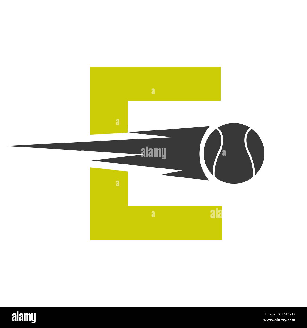 Initial Letter E Tennis Ball Logo Design With Speed Symbol Tennis Ball Initial letter e tennis ball logo design with speed symbol tennis ball