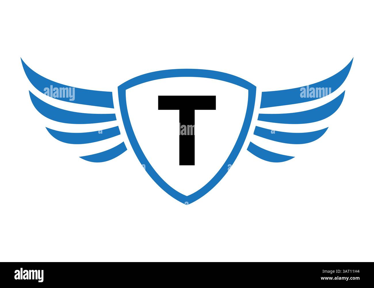 Wing Logo On Letter T Alphabet For Transportation Logo Symbol Stock ...