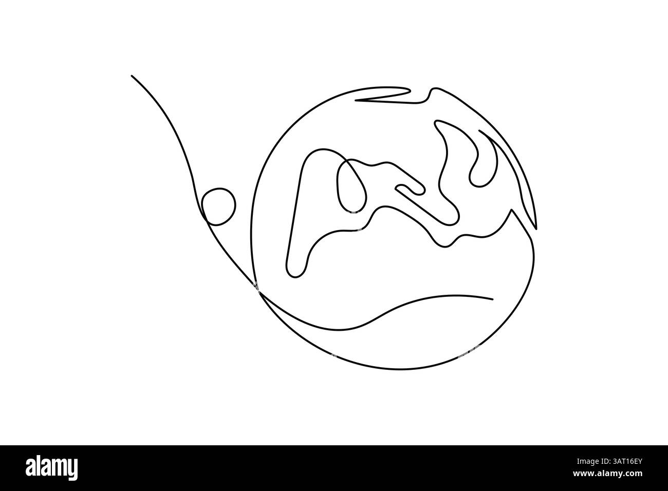 One continuous line drawing of Earth vector illustration Earth globe ...