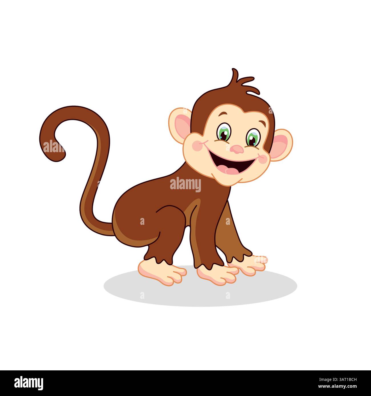 Cute cartoon monkey isolated on white background. Vector illustration ...