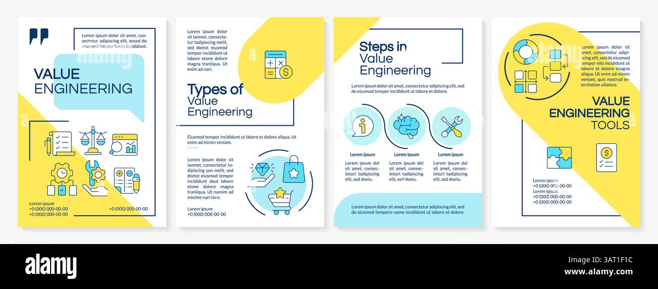 Value engineering types blue and yellow brochure layout Stock Vector ...