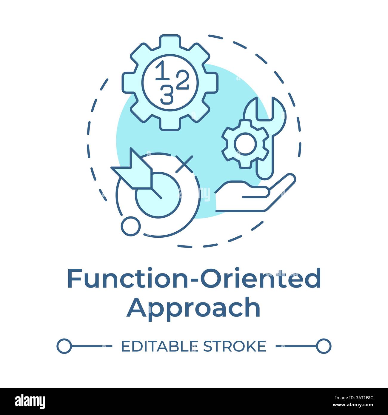 Function oriented approach soft blue concept icon Stock Vector