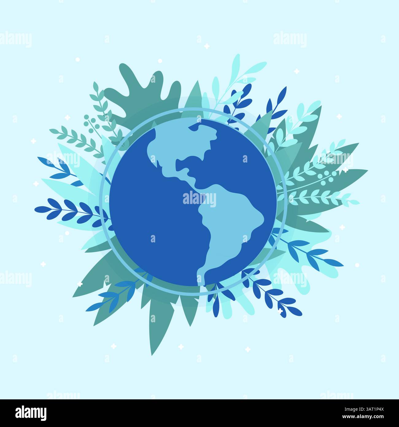 Celebrate Earth Day with a Cool Blue Planet Surrounded by Nature Stock Vector