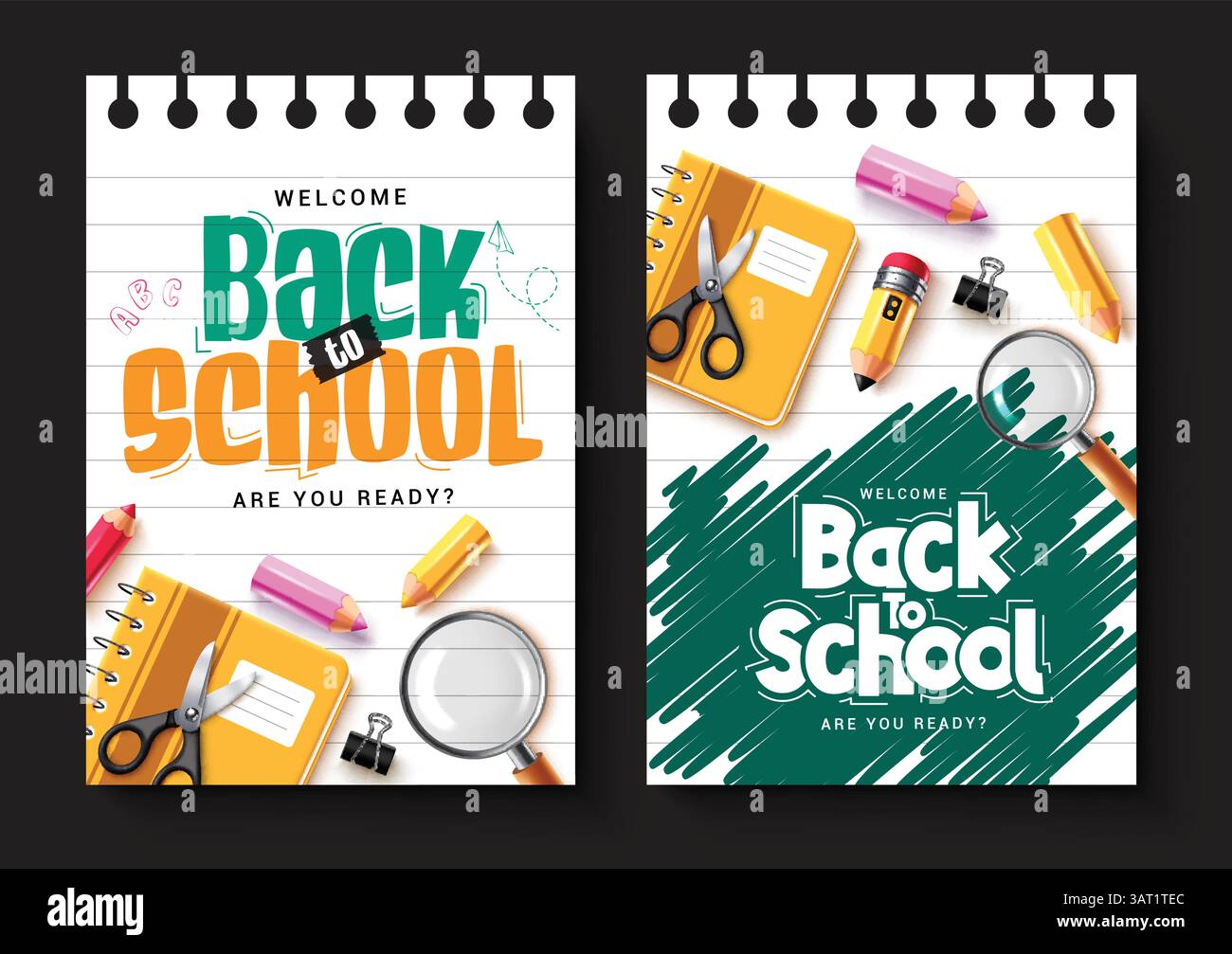 Welcome back to school greeting clipart poster set design. School ...