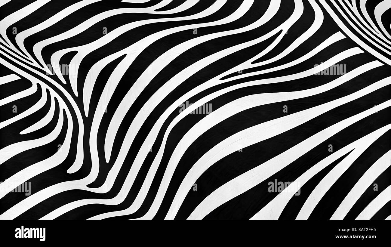 Seamless Abstract Zebra Stripes, Black and White Wavy Animal Pattern ...
