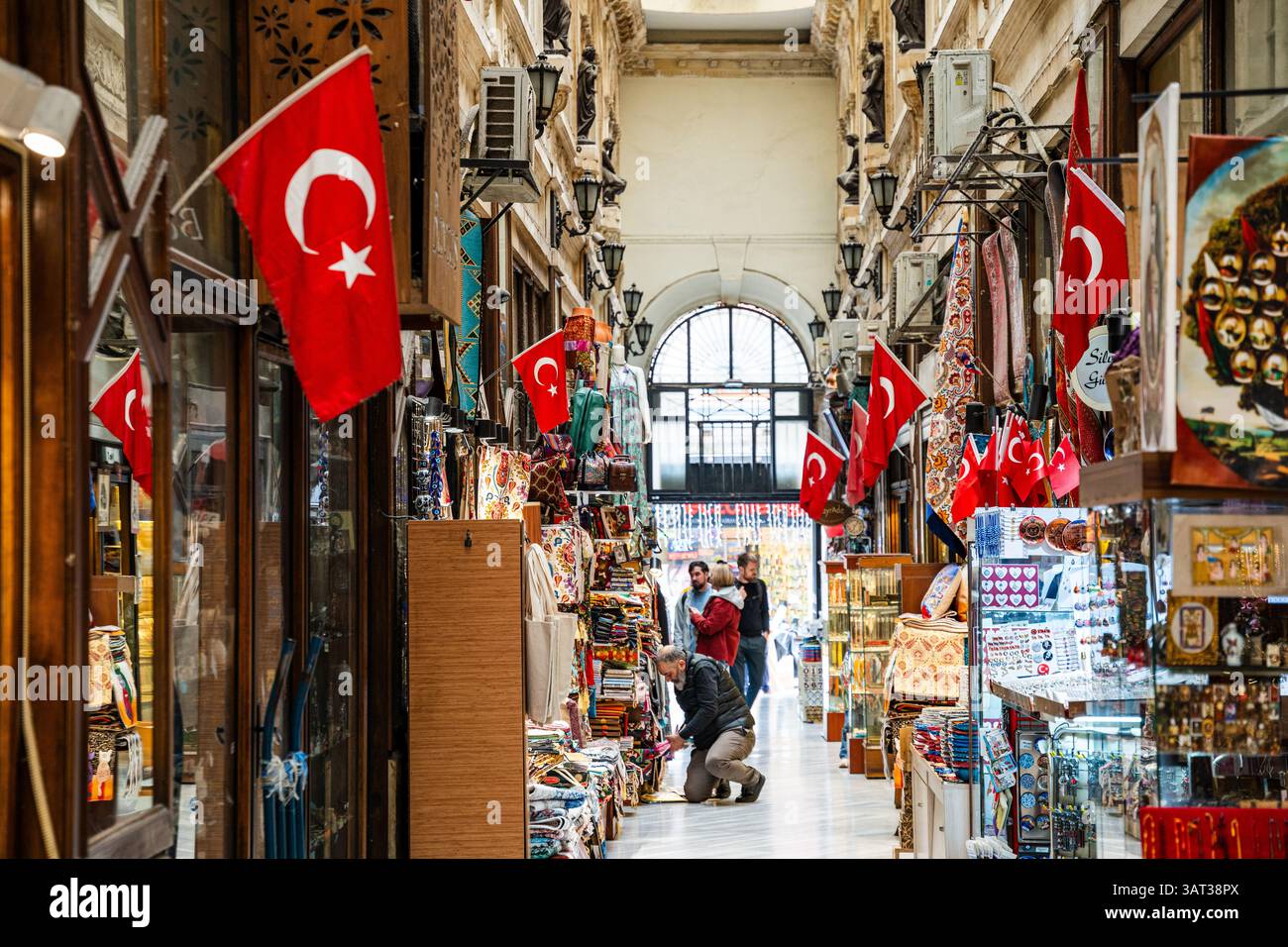 Interior view of Avrupa Pasajı (European Arcade), a 19th-century neoclassical passage in Beyoğlu, with antique shops, Istanbul, Turkey Stock Photo