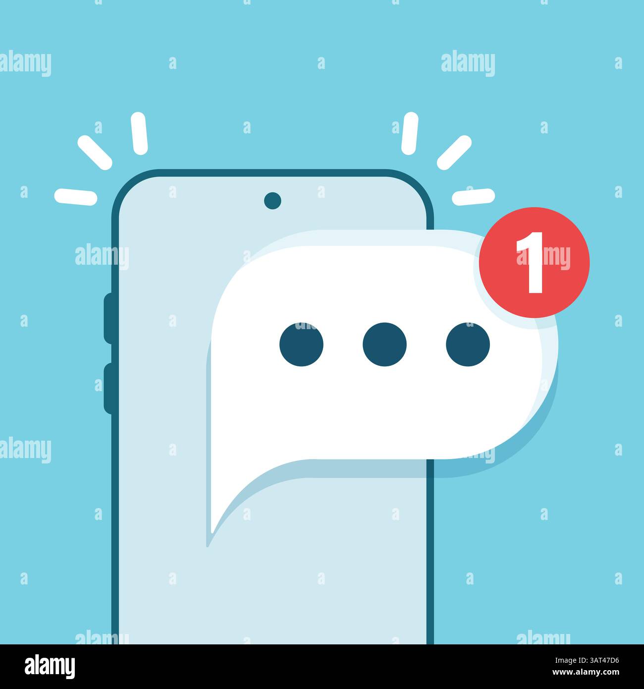 Phone notifications icon in flat style. Smartphone with new notice ...