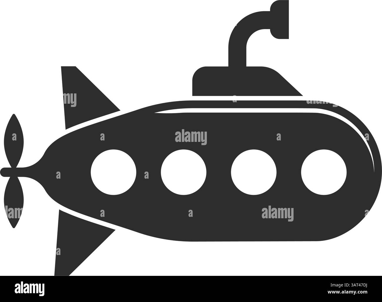 Submarine icon in flat style. Bathyscaphe vector illustration on ...