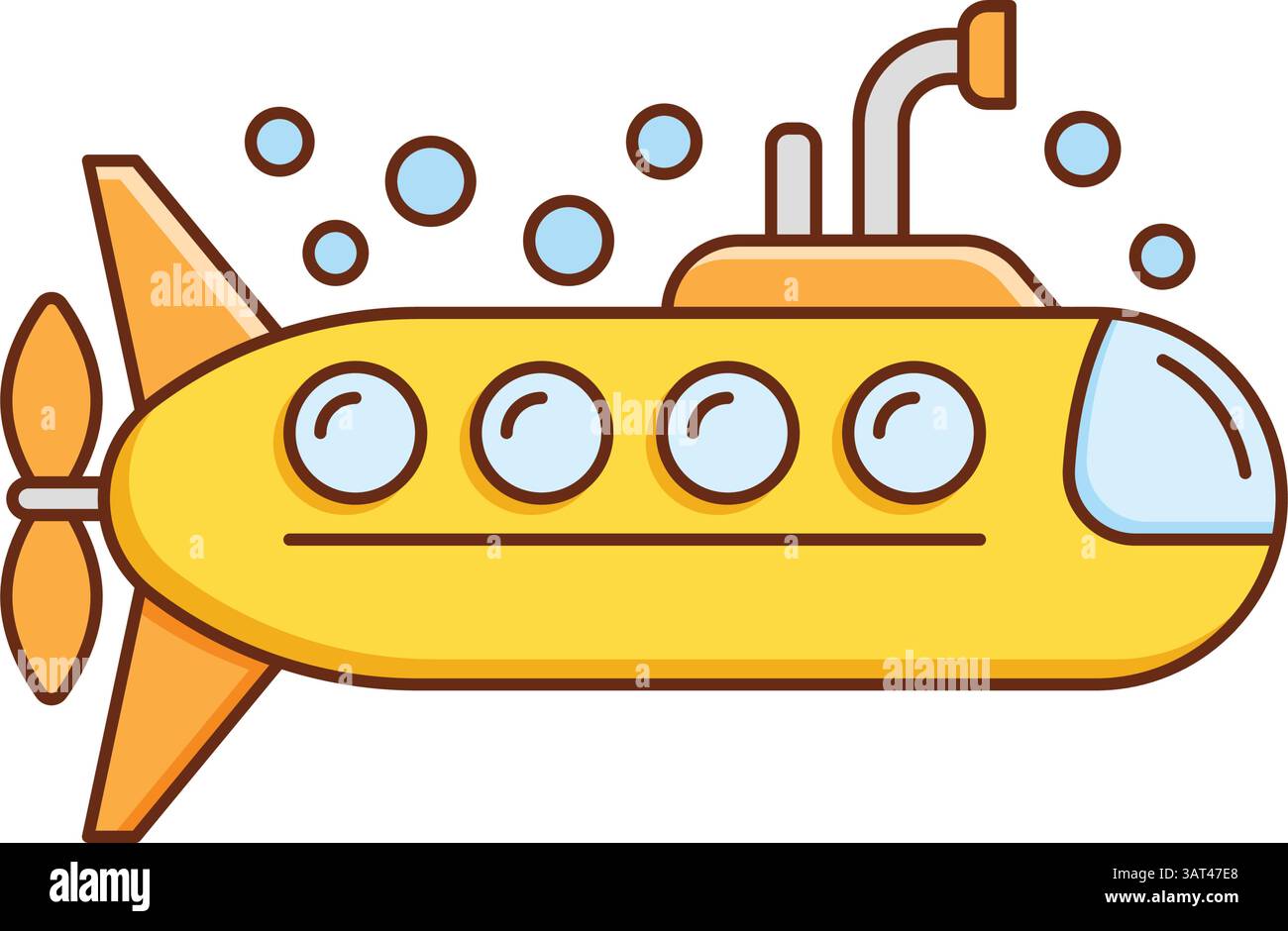 Submarine icon in flat style. Bathyscaphe vector illustration on ...