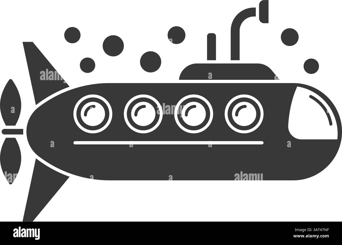 Submarine icon in flat style. Bathyscaphe vector illustration on ...