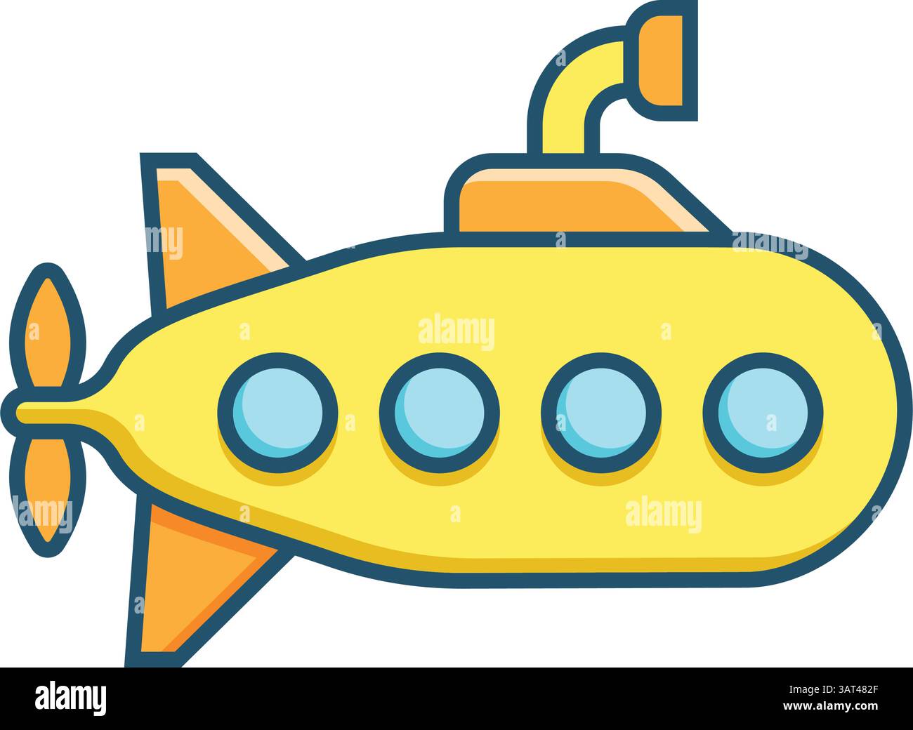 Submarine icon in flat style. Bathyscaphe vector illustration on ...