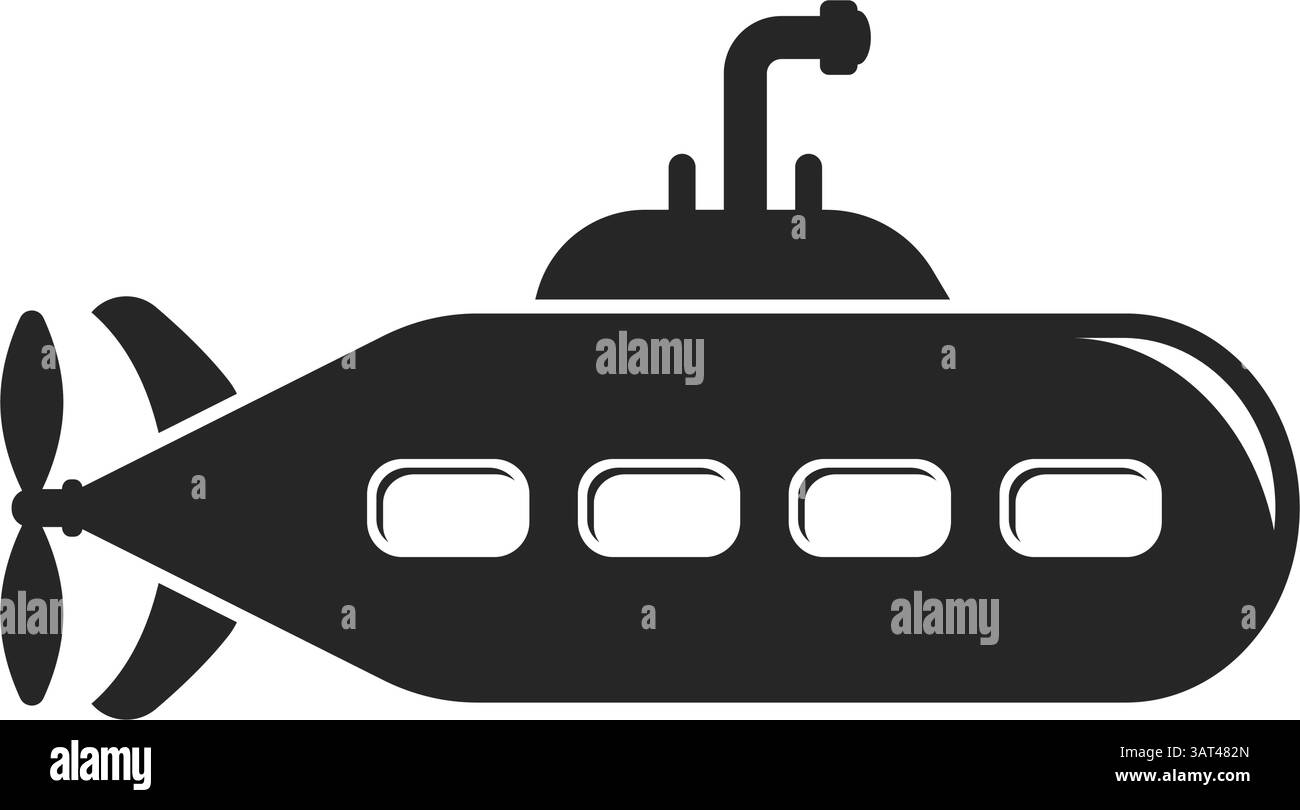 Submarine icon in flat style. Bathyscaphe vector illustration on ...