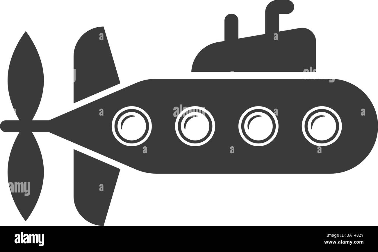 Submarine icon in flat style. Bathyscaphe vector illustration on ...
