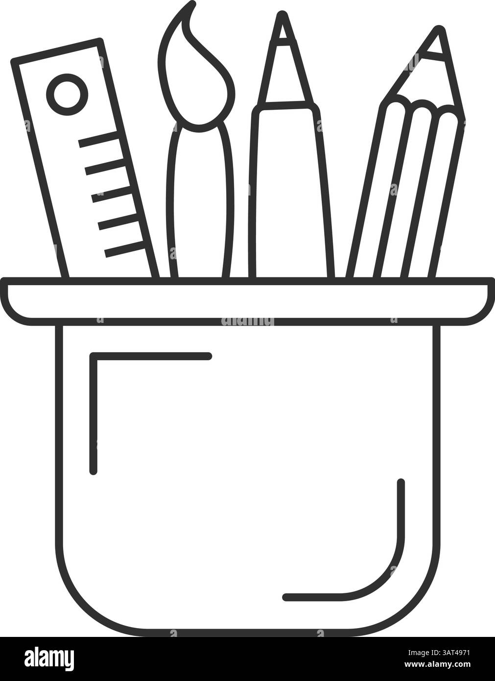 Stationery icon in flat linear stroke style. Office supplies vector ...