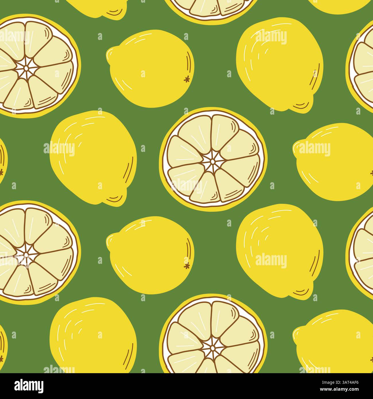 Illustration featuring a repeating pattern of yellow lemons and lemon ...