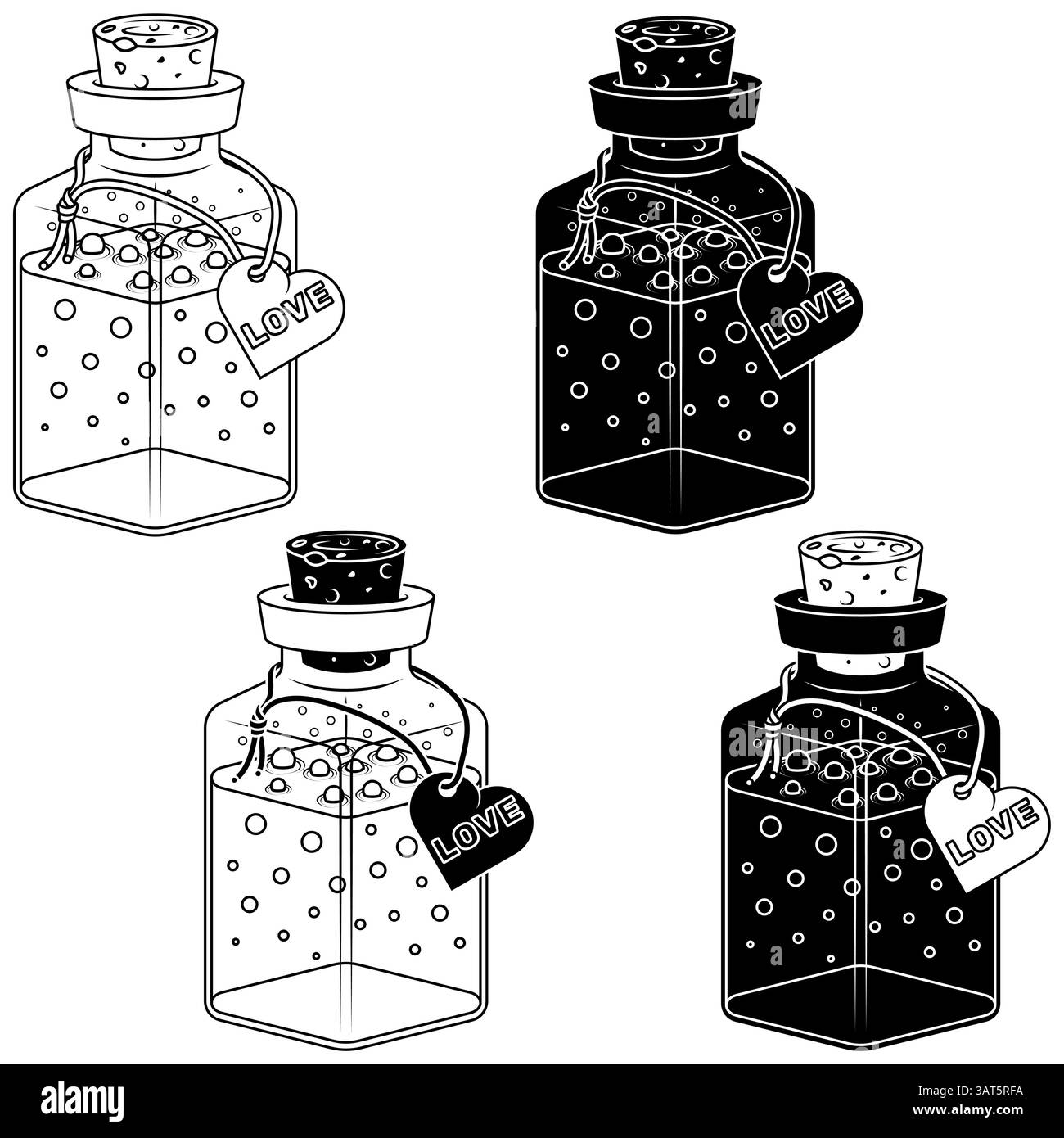 Glass bottle with liquid substance for love, magic potion containers ...