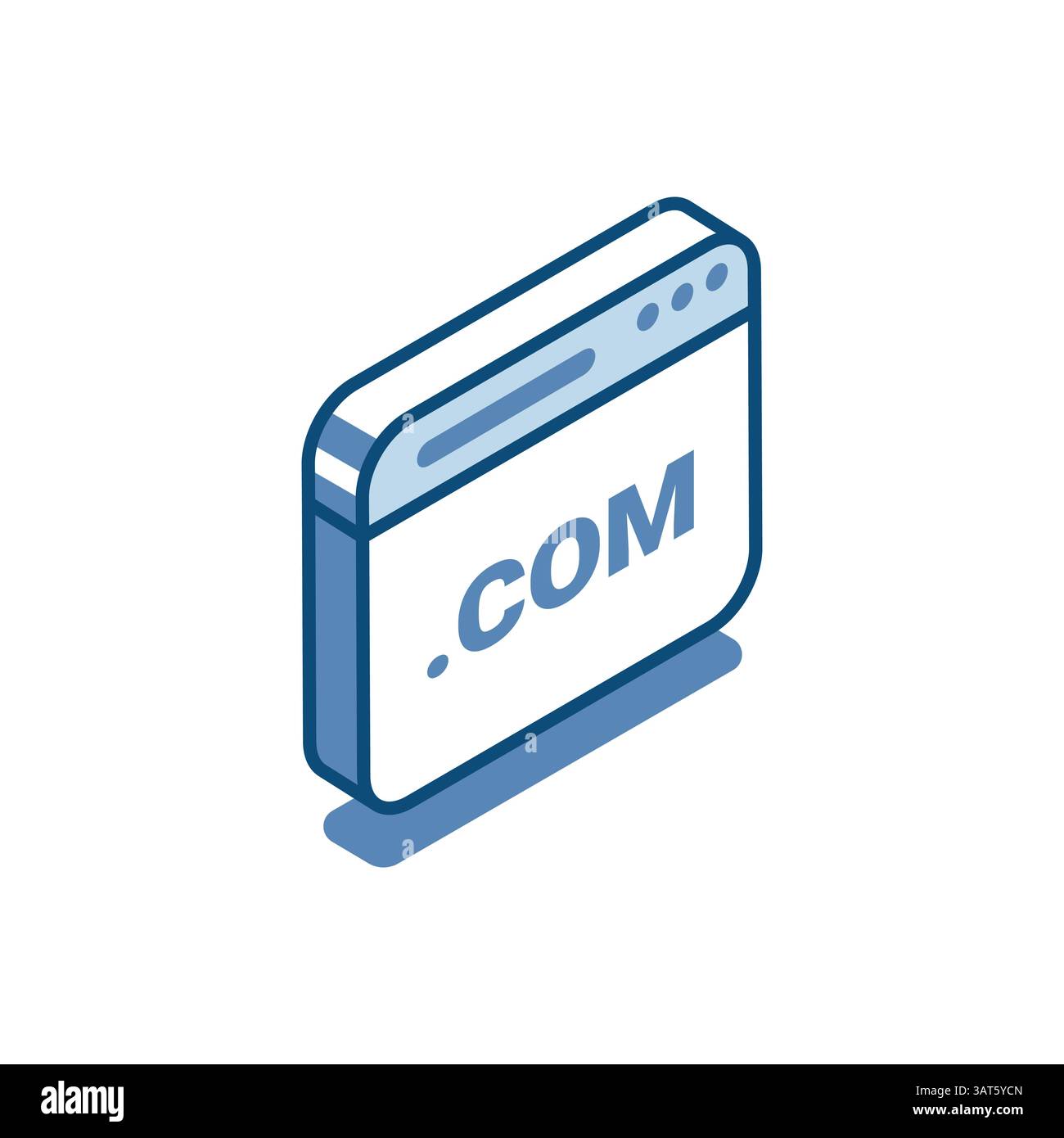 isometric vector browser linear icon with .com, in color on white background, domain or site Stock Vector