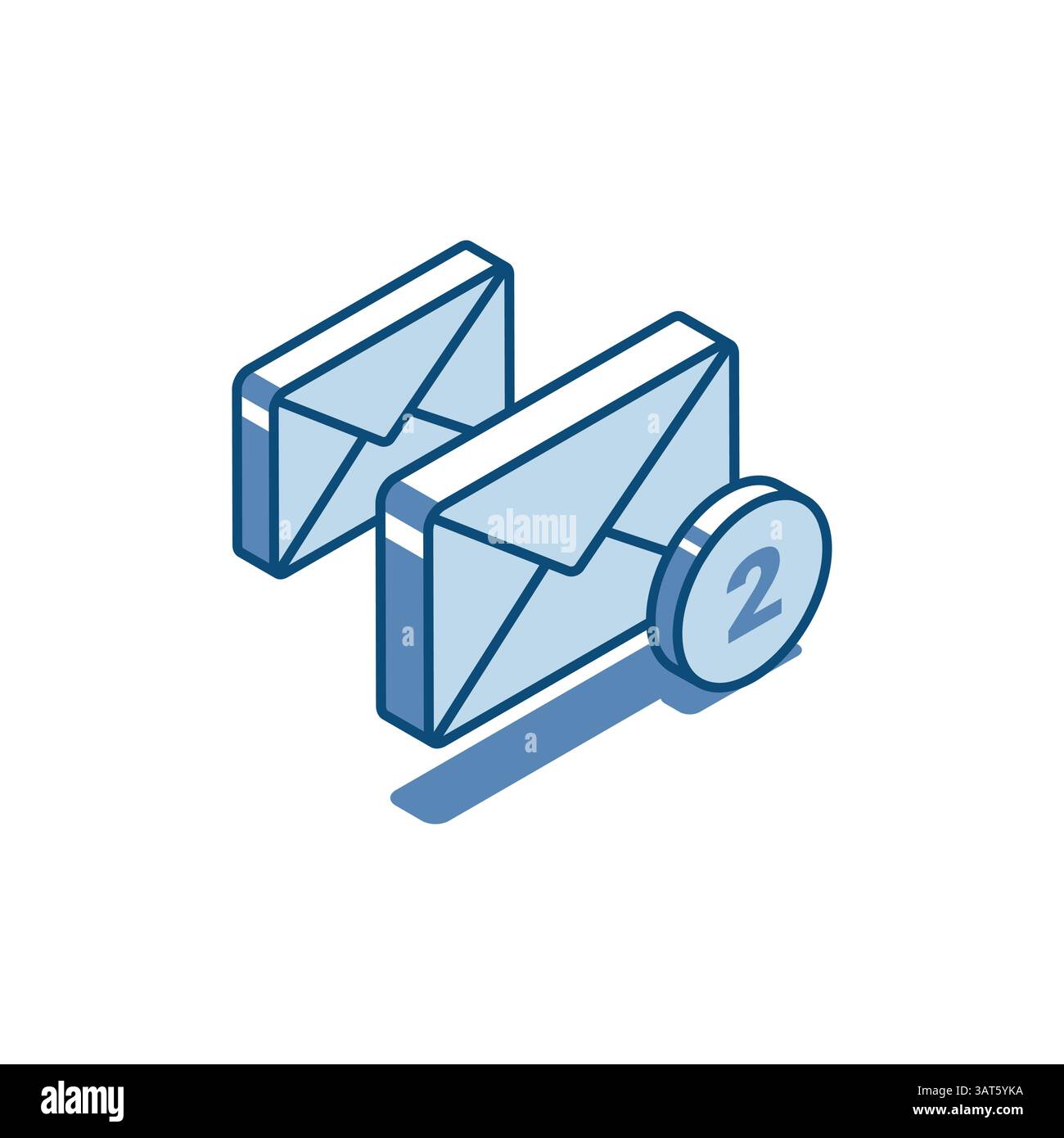 isometric vector mail envelopes linear icon, in color on white background, mailing or emails Stock Vector