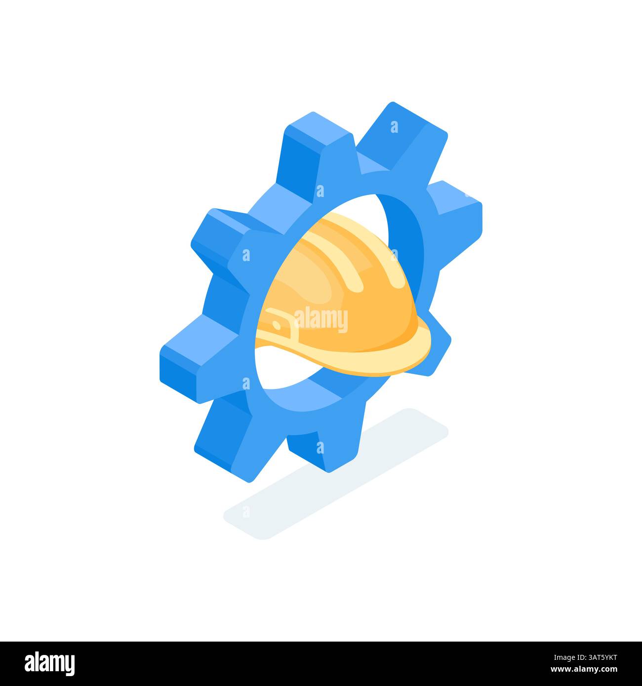 isometric vector construction helmet inside gear, in color on white background, engineering work or design Stock Vector