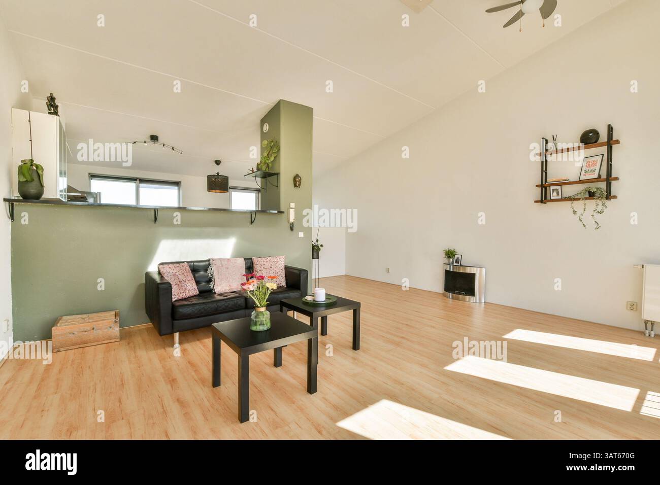 A sleek and spacious interior featuring a minimalist design with ...