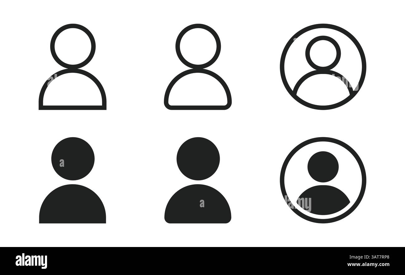 User profile outline and solid icons set vector illustration Stock ...