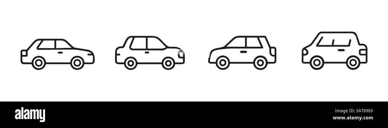 Outline car line icons set illustrations Stock Vector Image & Art - Alamy