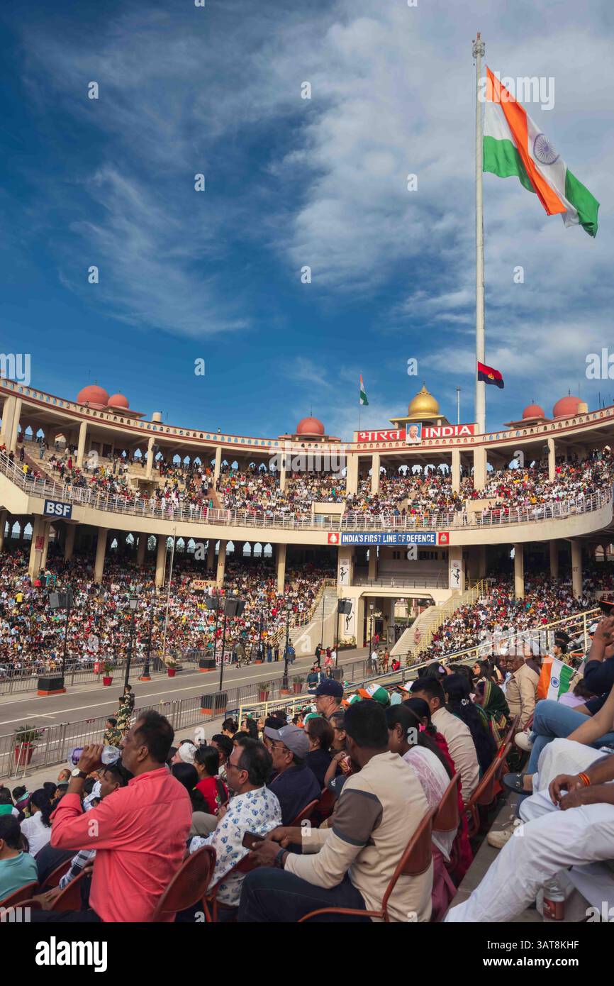 The 'Beating Retreat' ceremony at the India/Pakistan border. - Smartphone Captured Stock Image