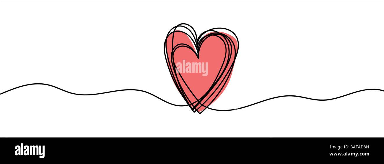 Heart sketch, vector love in line shape. Cute outline doodle heart on ...