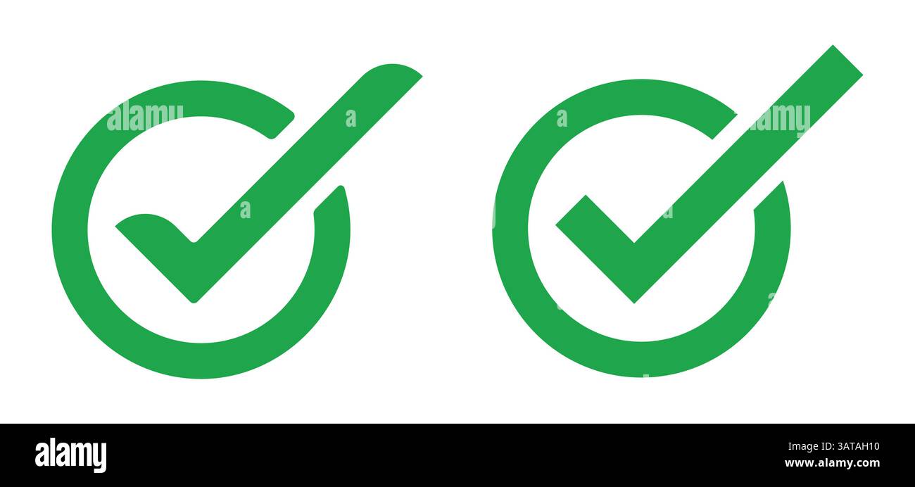 Tick icon symbol green checkmark isolated vector image. Vector Illustration Stock Vector