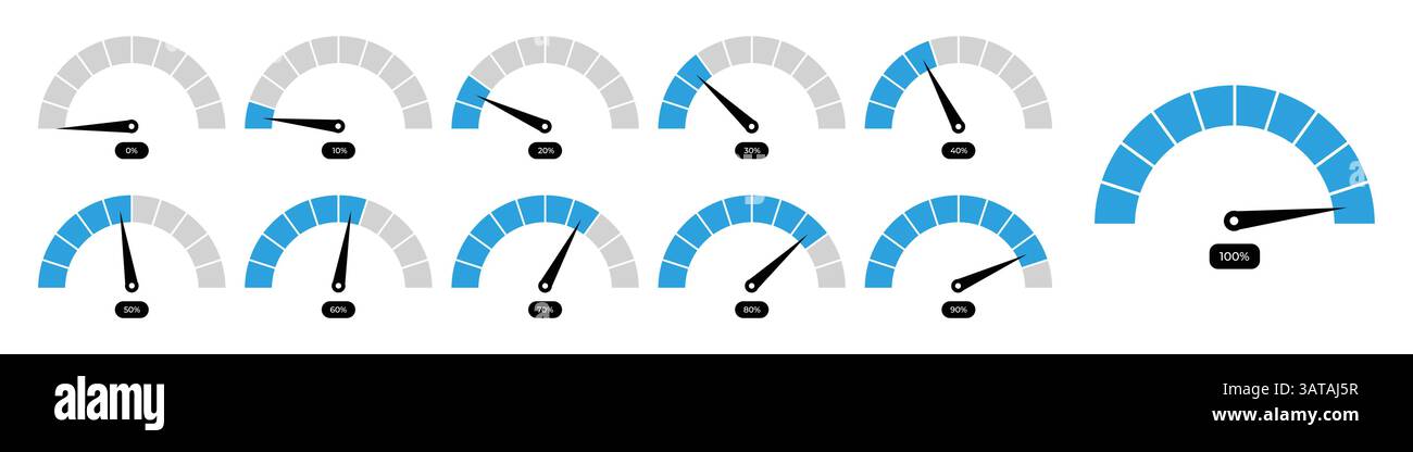 Percentage Speedometers icon set illustration eps Stock Vector