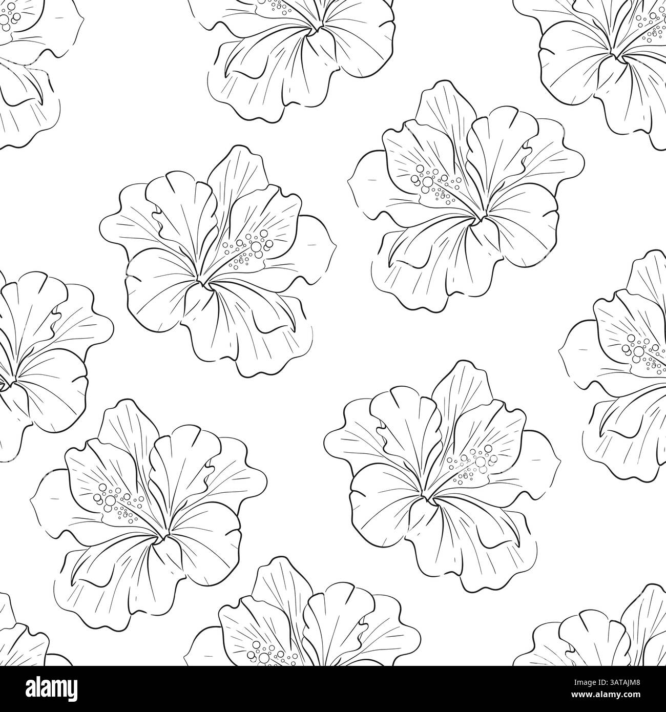 Vector seamless pattern with bright flower, Tropical botanic ...