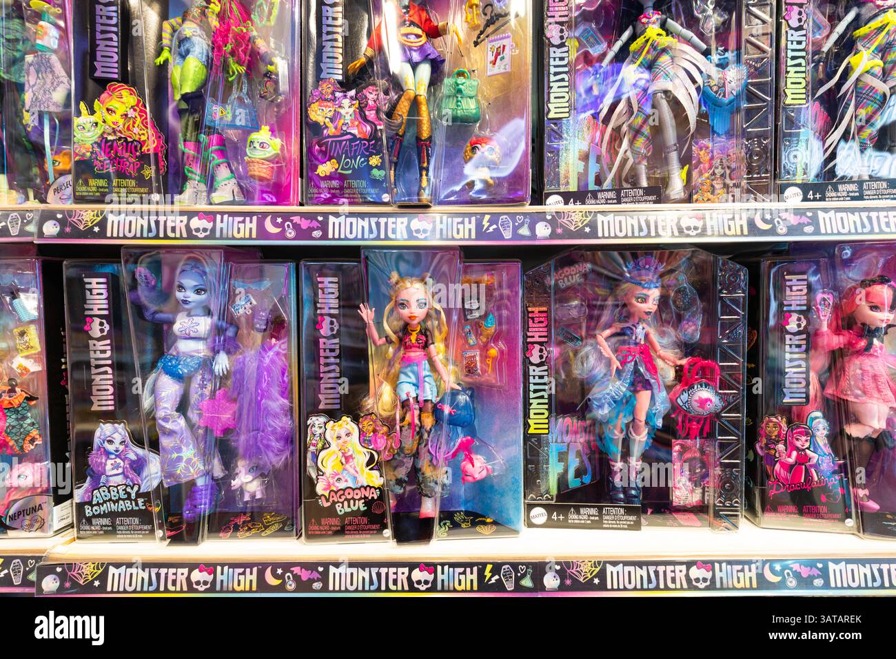 Lviv, Ukraine - April 16, 2025: Monster High dolls in toy store Stock Photo
