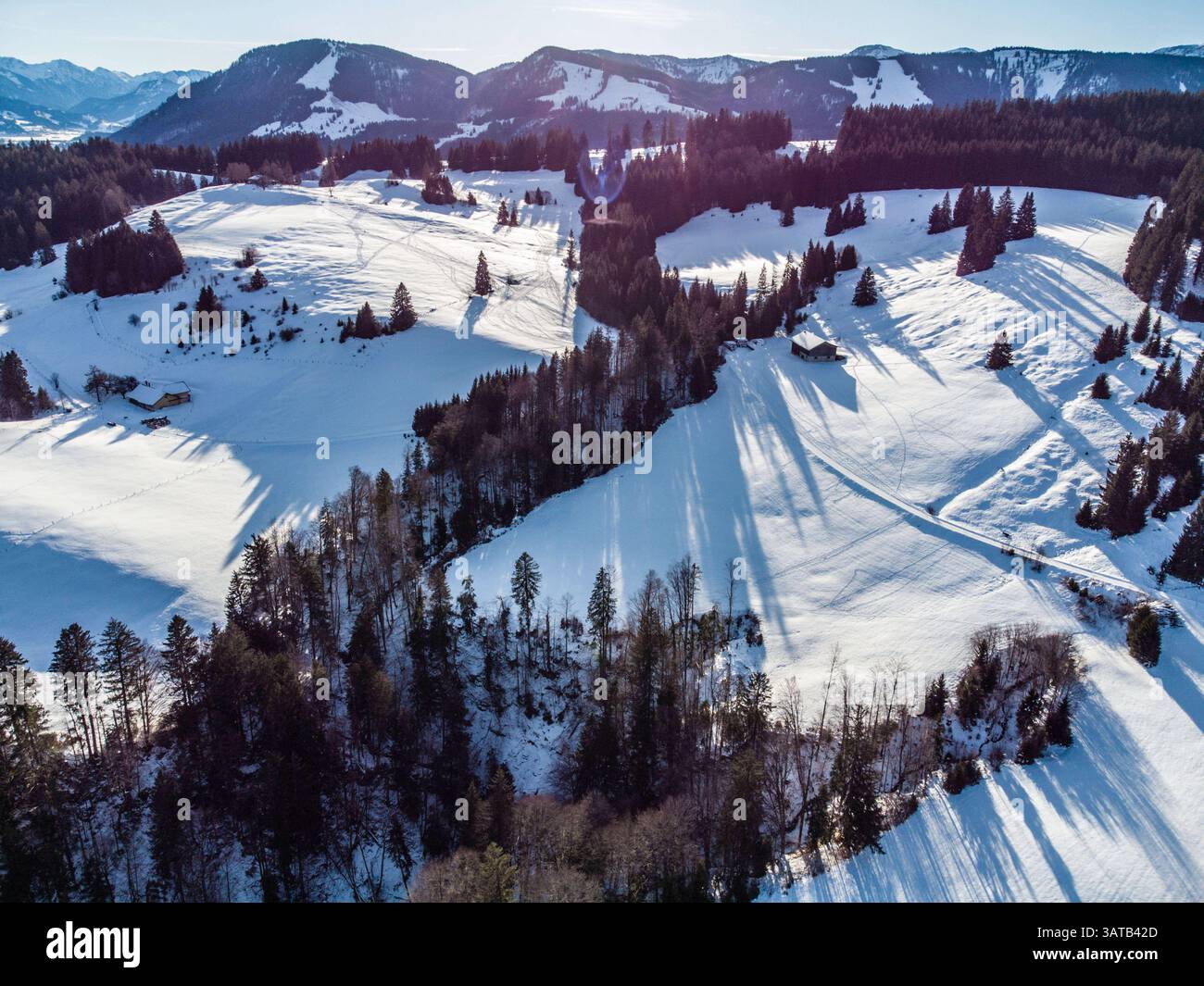 Missen Winterlandschaft bei Missen im Allgäu, Bayern, Deutschland Winter im ...