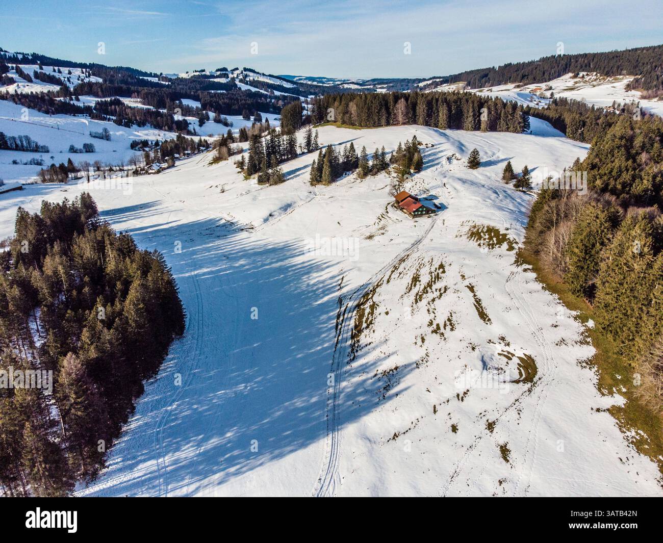 Missen Winterlandschaft bei Missen im Allgäu, Bayern, Deutschland Winter im ...