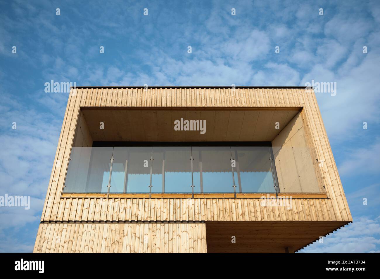 Wooden facade made from thermowood Stock Photo