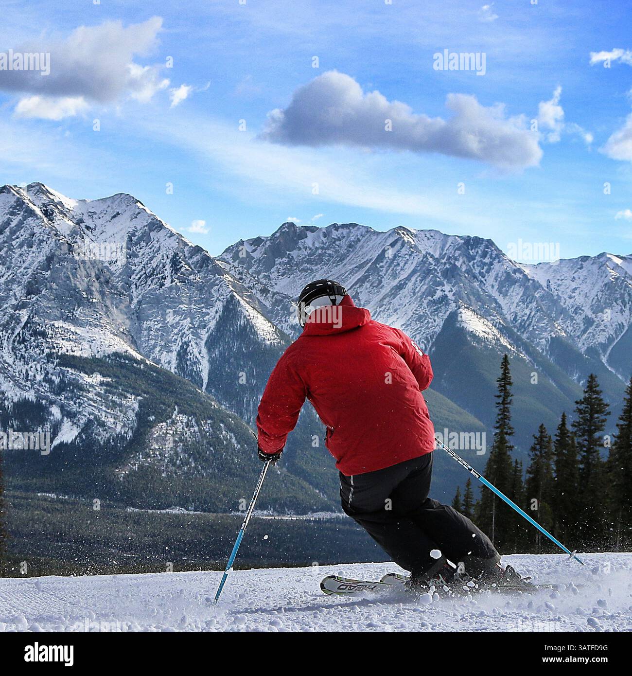 Oct. 31, 2013 - Calgary, Alberta, Canada - Matt Mosteller,  aka Ã¢??Powder MattÃ¢?Â,  enjoys a few early turns at Nakiska Mountain Resort, west of Calgary, Alta., on Thursday October 31, 2013. The Olympic Mountain will be operating weekends until commencing daily operations November 30th. Al Charest/Calgary Sun/QMI Agency (Credit Image: © Al Charest/QMI Agency/ZUMAPRESS.com) Stock Photo