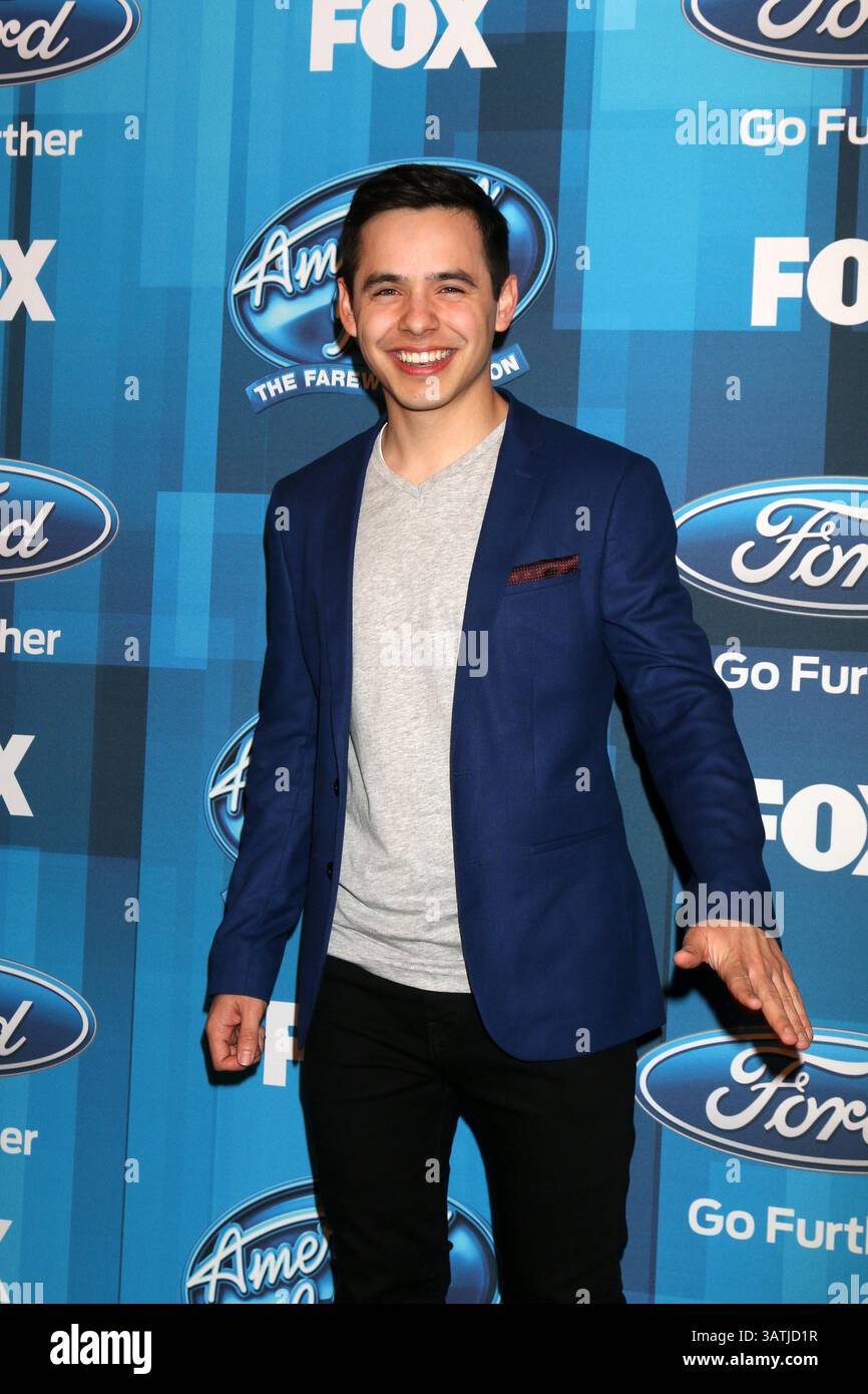 April 7, 2016 - Los Angeles, CA, USA - LOS ANGELES - APR 7:  David Archuleta at the American Idol FINALE Arrivals at the Dolby Theater on April 7, 2016 in Los Angeles, CA  (Credit Image: © Kathy Hutchins/Newscom via ZUMA Press) Stock Photo