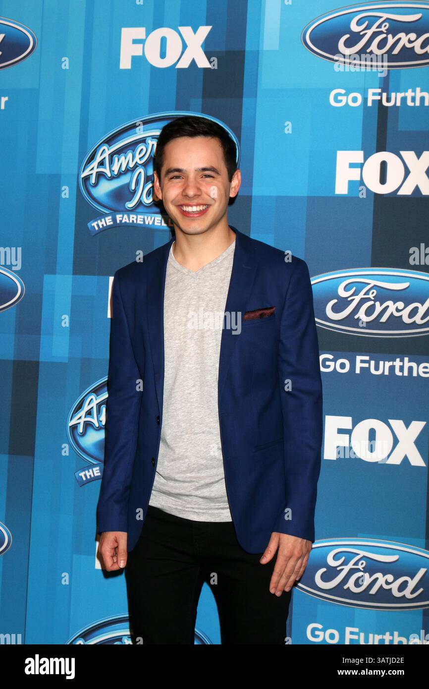 April 7, 2016 - Los Angeles, CA, USA - LOS ANGELES - APR 7:  David Archuleta at the American Idol FINALE Arrivals at the Dolby Theater on April 7, 2016 in Los Angeles, CA  (Credit Image: © Kathy Hutchins/Newscom via ZUMA Press) Stock Photo