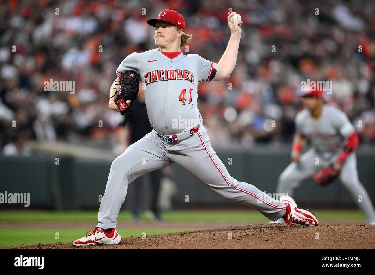Cincinnati Reds starting pitcher Andrew Abbott throws during the second