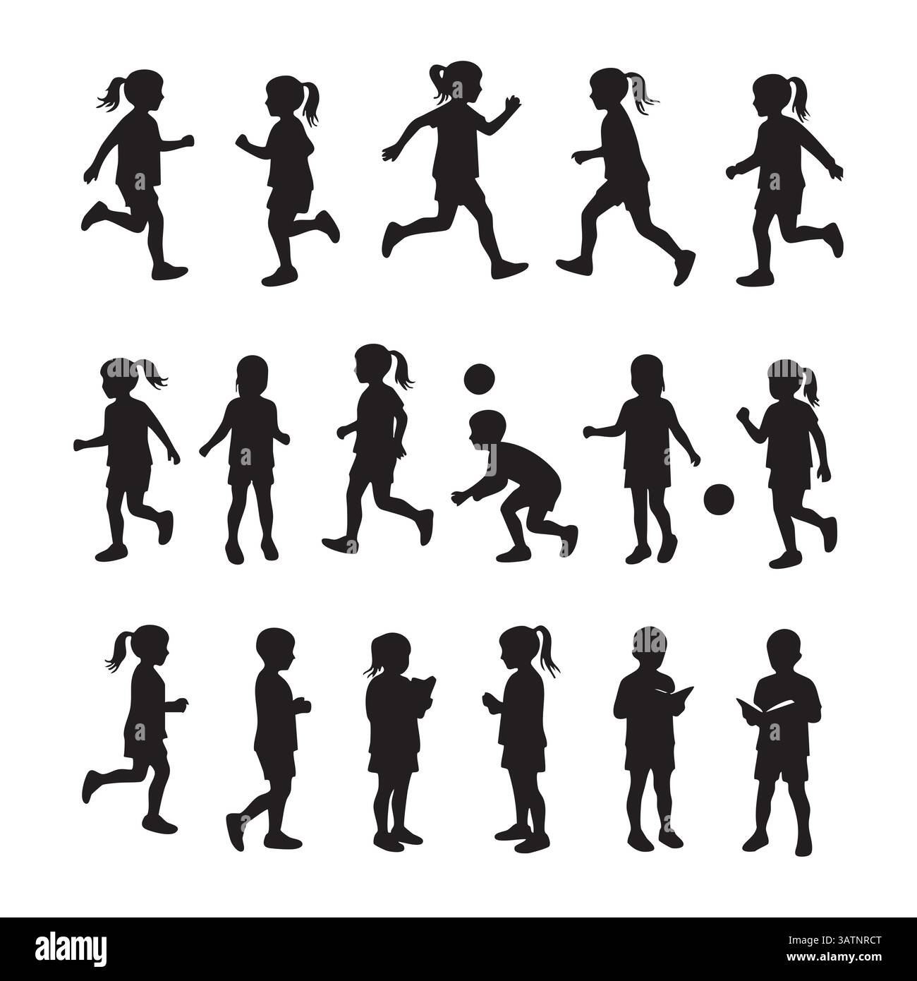 Set of children silhouette on white background Stock Vector Image & Art ...