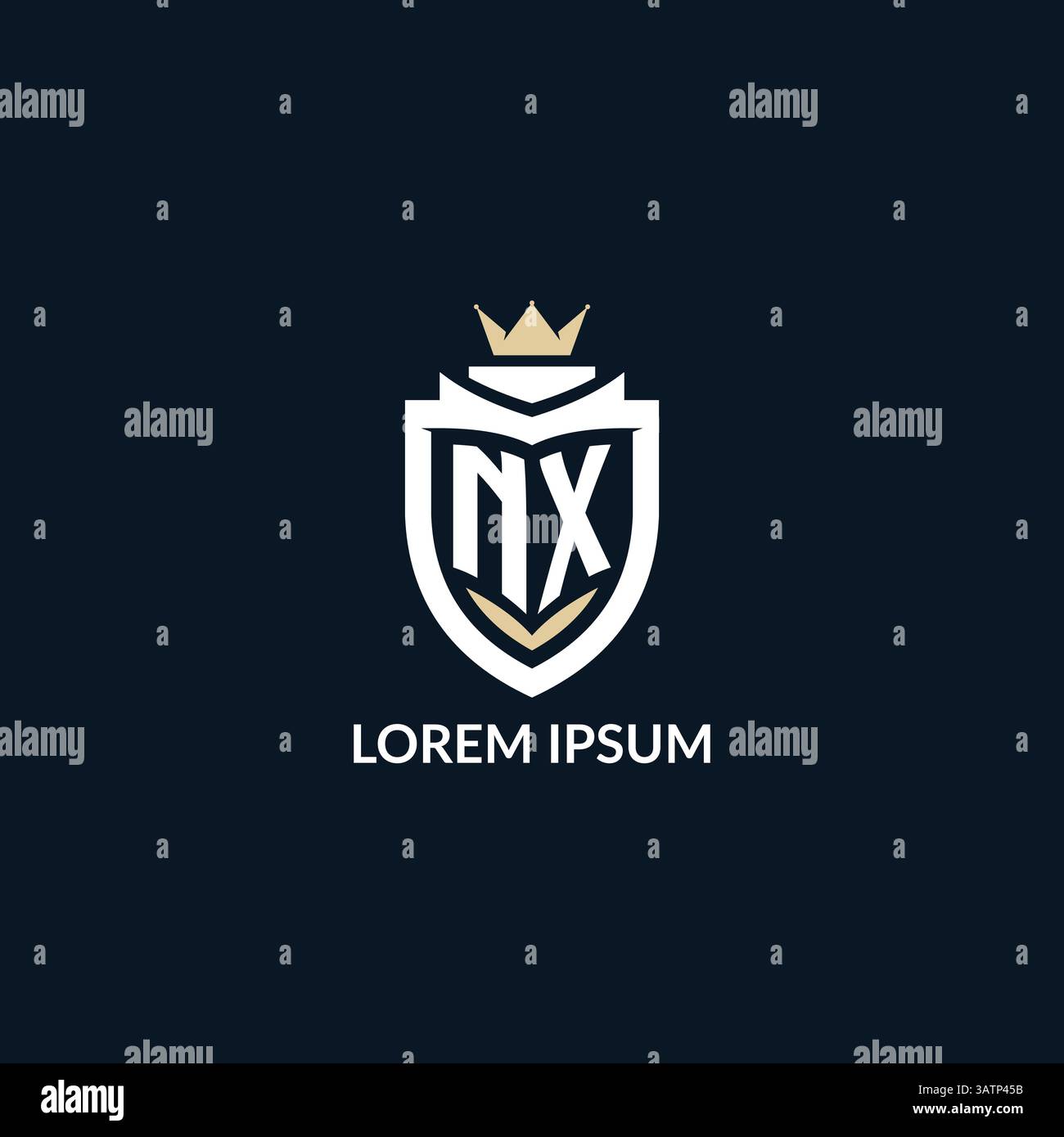 Initial letter NX shield and crown logo style, esport team logo design ...