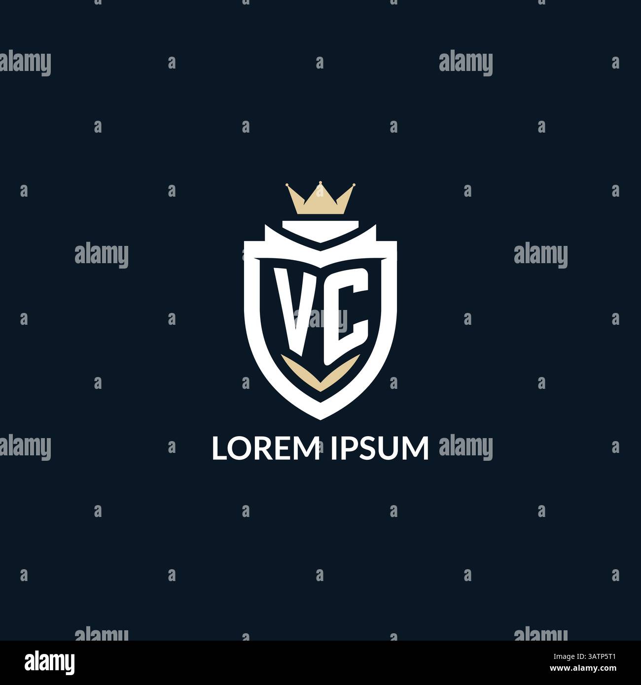 Initial letter VC shield and crown logo style, esport team logo design ...