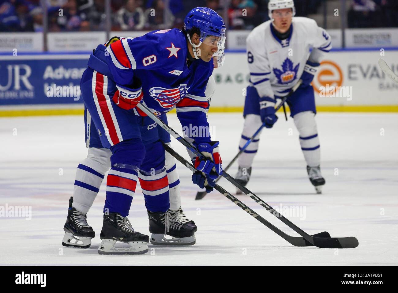 Rochester, New York, USA. 18th Apr, 2025. Rochester Americans forward ...