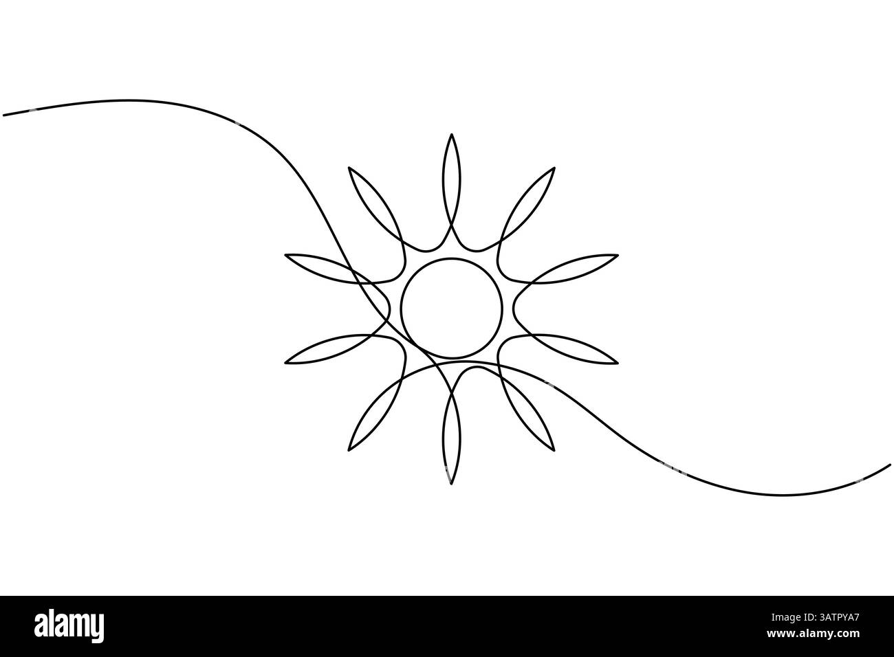 Sun continuous one line drawing and minimalist style isolate outline ...