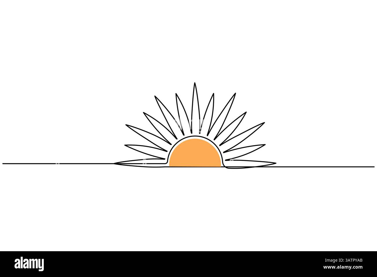 Sun continuous one line drawing and minimalist style isolate outline vector icon Stock Vector